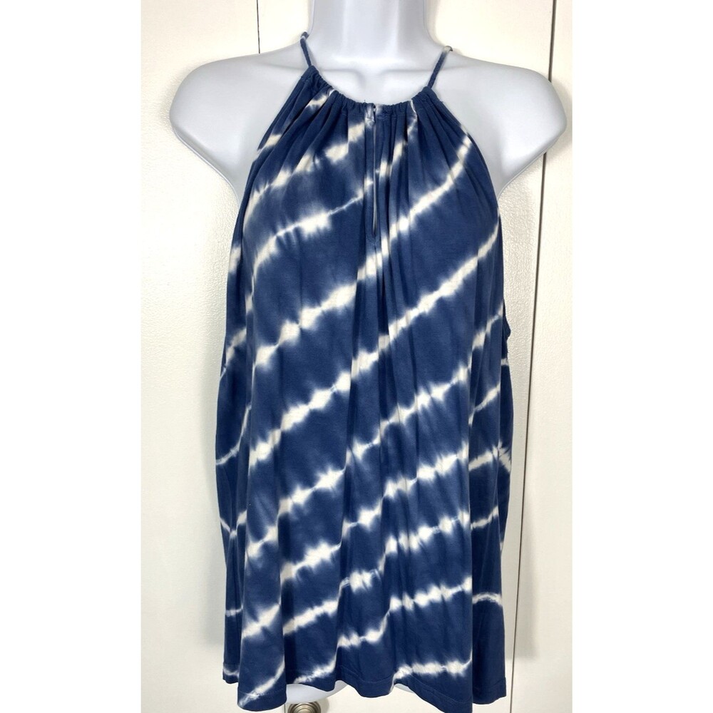 Chaps Halter Blue/White Tie Dyed Top Size Large